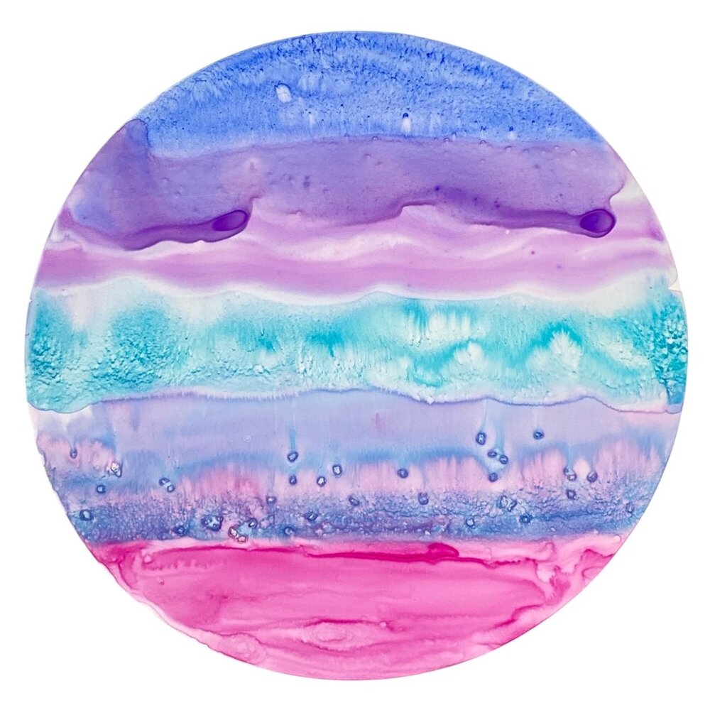 Art Original Planet of Compassion Watercolor Painting Wall Art 8in Diameter